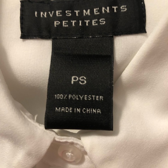 EUC Investments Petites White Button Down 2 Pocket Roll Up Sleeves Collared - Picture 4 of 8